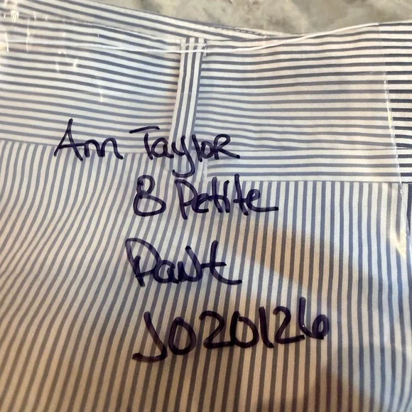 Ann Taylor Factory Signature 8P Navy White Pinstripe Petite Dress Pants - Picture 10 of 10